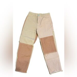 Patchwork Pants in Neutral Tones